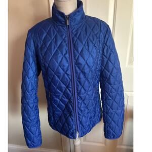 LANDS END Electric Blue Diamond Puffer Jacket Size M